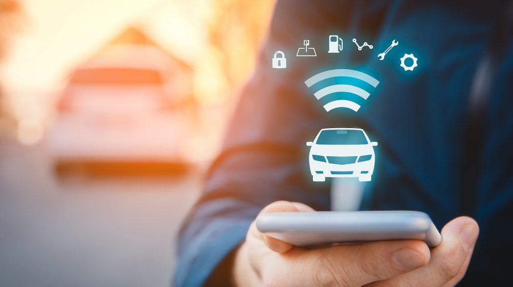 Intelligent Car App On Smart Phone Concept, Intelligent Vehicle